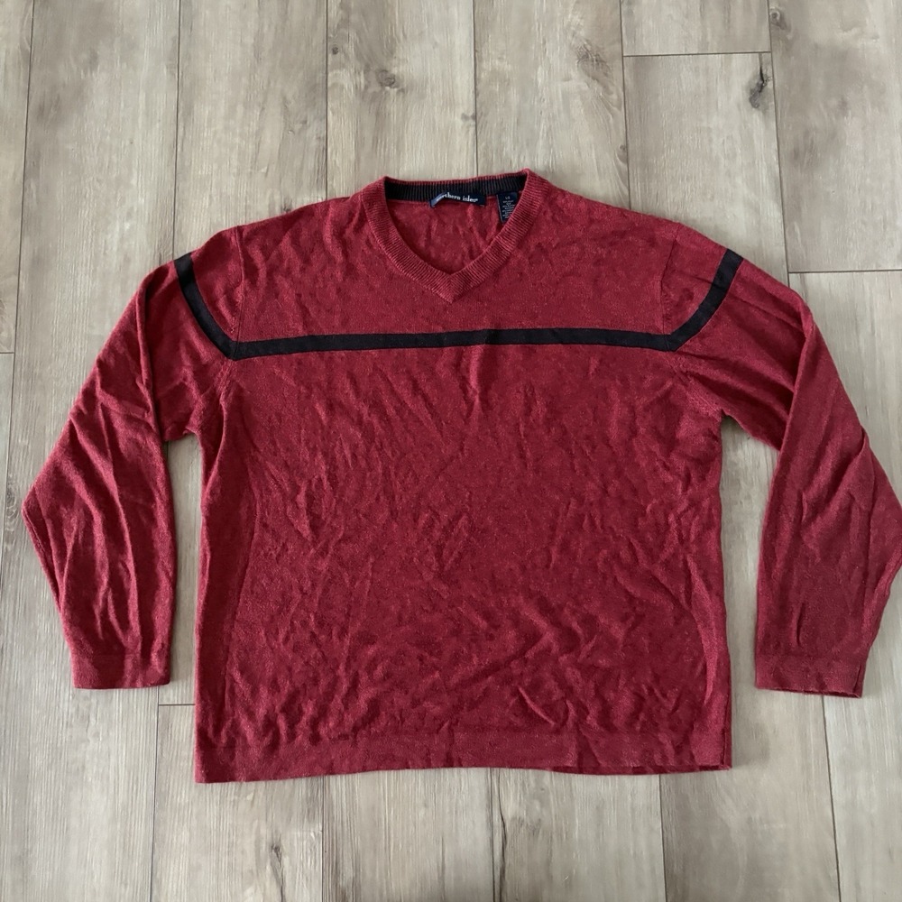 Northern Isles Red Sweater Silk Cashmere Blend Large V Neck Vintage